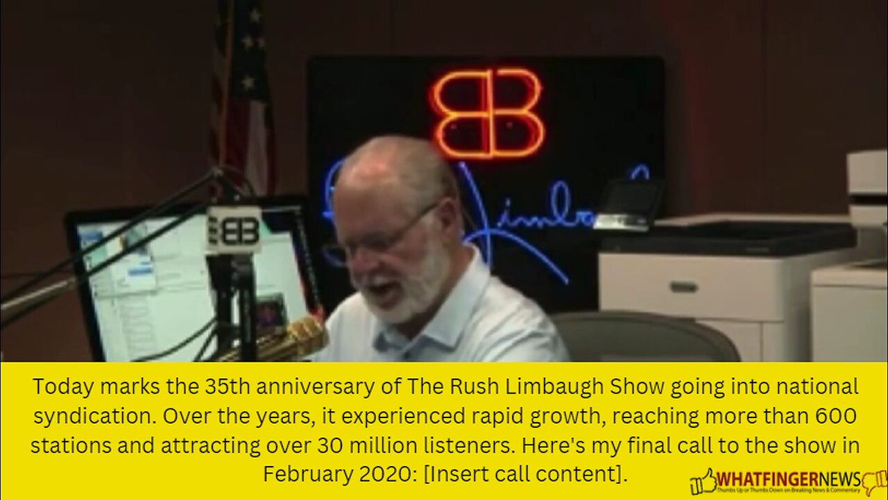 Today marks the 35th anniversary of The Rush Limbaugh Show going into national syndication.