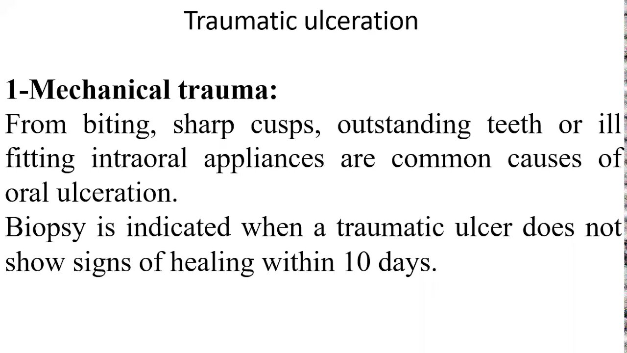 oral pathology L10 (ulceration and vesiculobullous diseases)