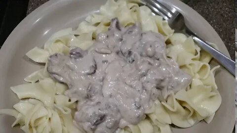 Stroganoff made with Hickory Smoked BBQed Top Iowa Sirloin, also made by me XD