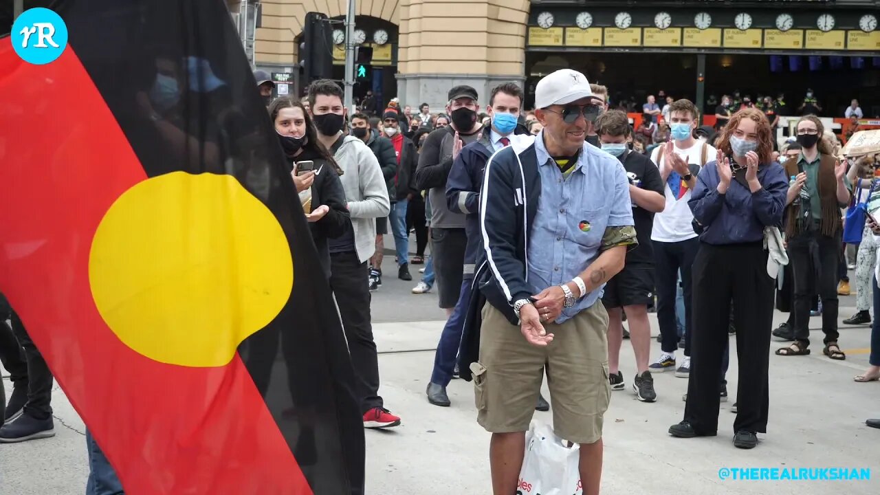 Man told to remove jacket with the word 'Australia' on it at Invasion Day Protest