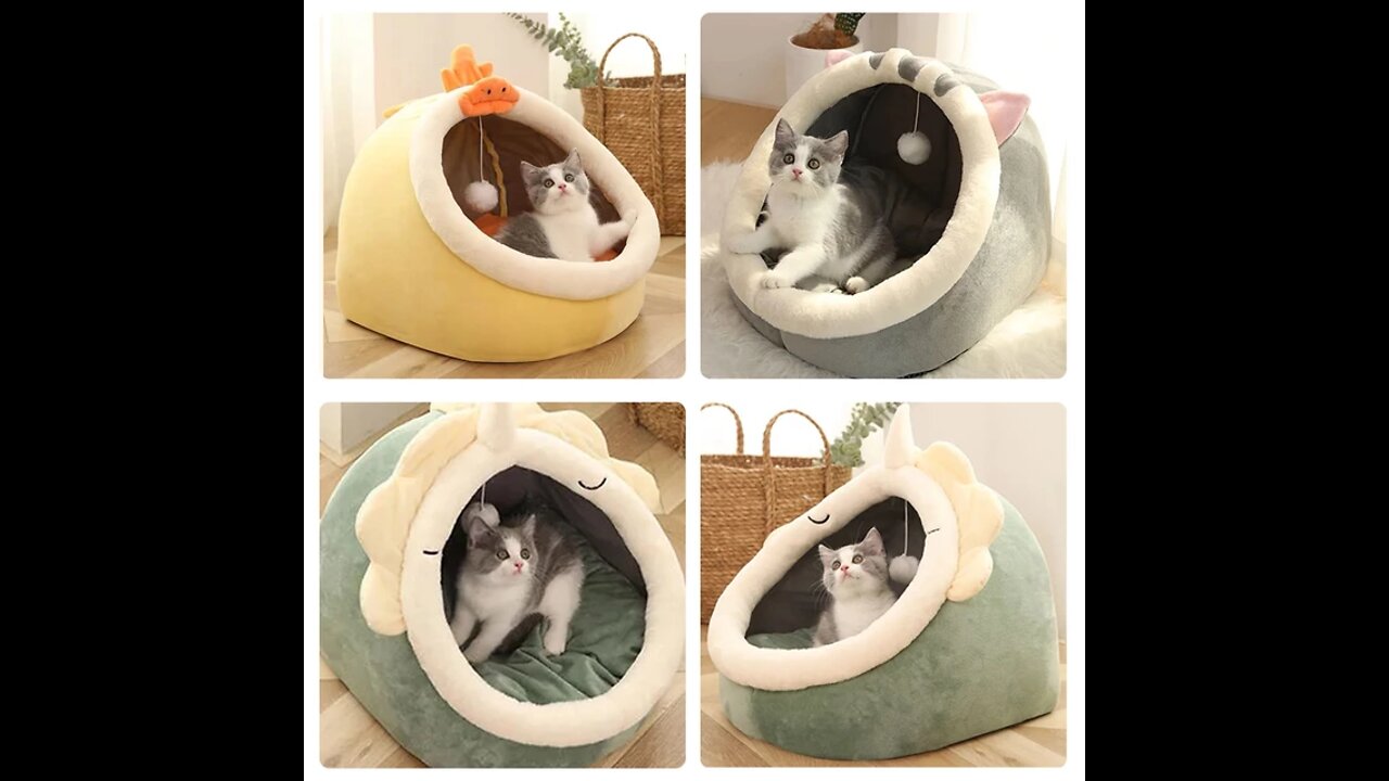 Sweet Cat Bed Warm Pet Basket Cozy Kitten Lounger Cushion Cat House Tent Very Soft Small Dog