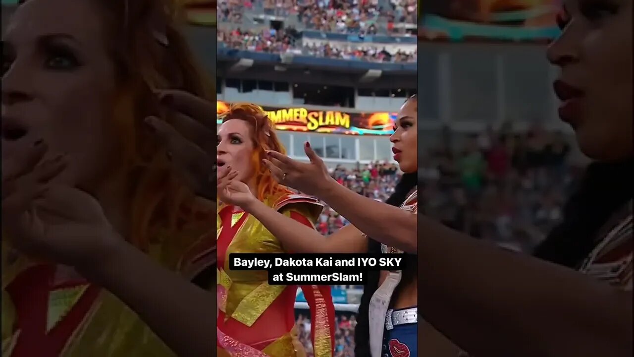Bayley, Dakata Kai and IYO SKY Confronts Bianca Belair and Becky Lynch at #summerslam