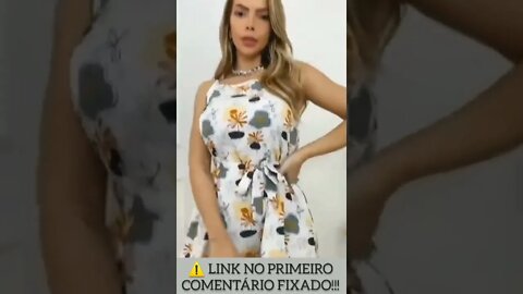 Vestido médio Feminino Estampado com cintura/ shopee