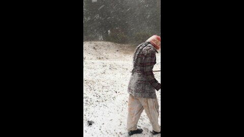 Enjoy with snow falling