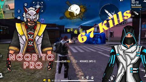 Garena free fire training ground mode I noob to pro journey 67 kills🎯 (Part 1)
