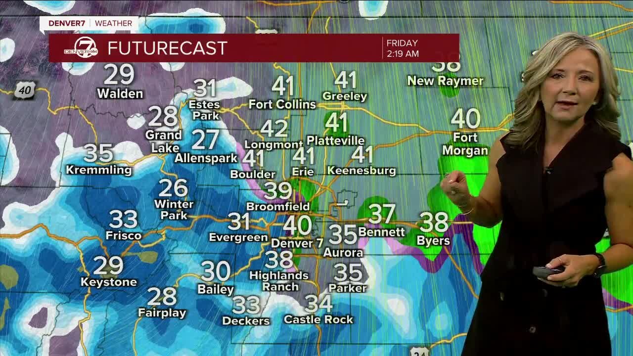 More snow moves into the mountains, foothills Thursday night