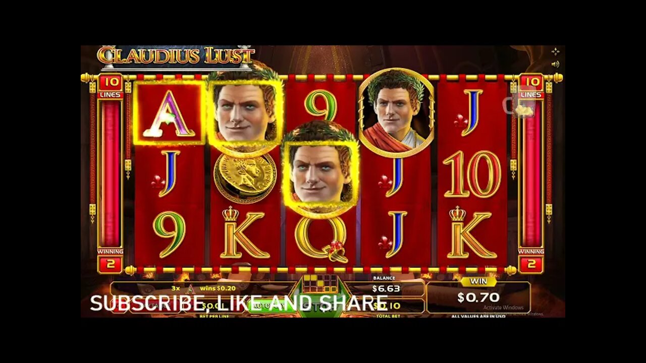 $10 PLAY CLAUDIUS LUST SLOT