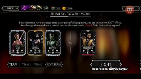 Shirai Ryu Normal Tower lvl 90 boss fight / MKXI mobile