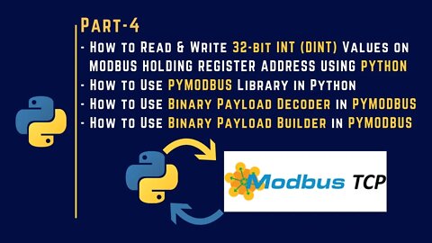 004 | Read & Write DINT Values on Modbus Holding Register Address in Python | Pymodbus |