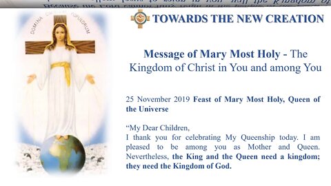 message 25 11 2019 The Kingdom of Christ in You and among You