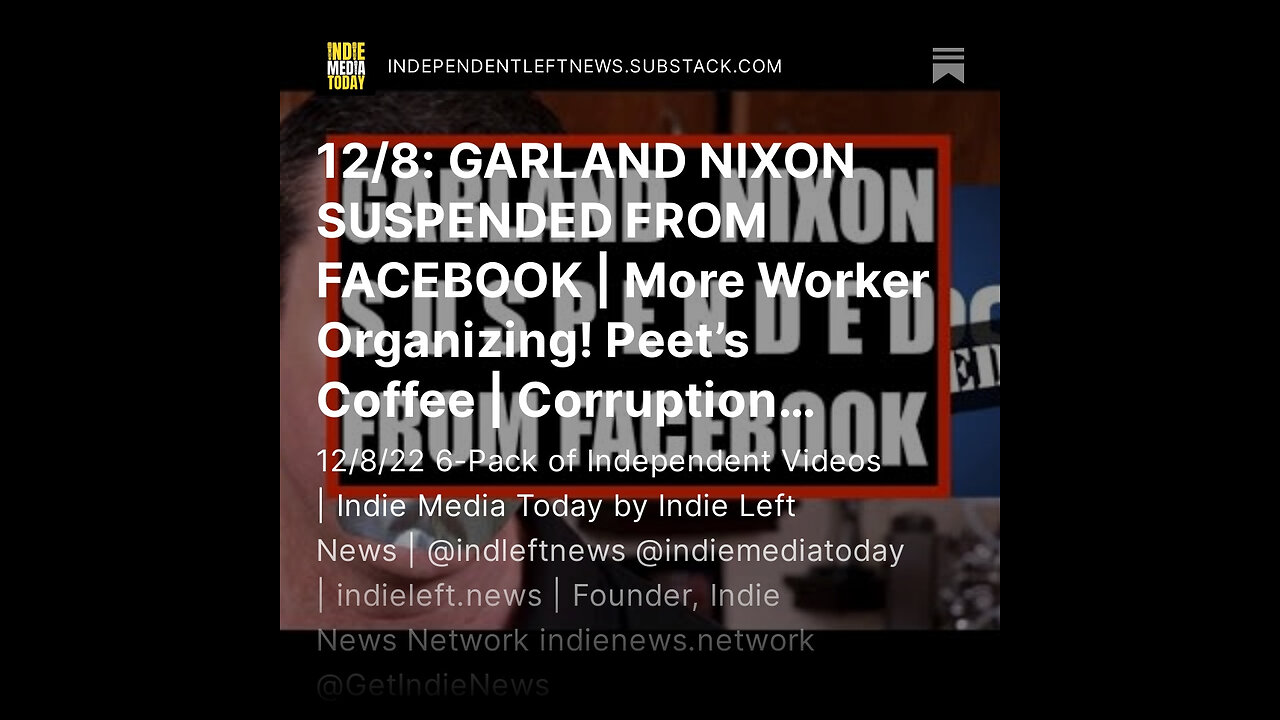 12/8: GARLAND NIXON SUSPENDED FROM FACEBOOK | More Worker Organizing! Peet’s Coffee +