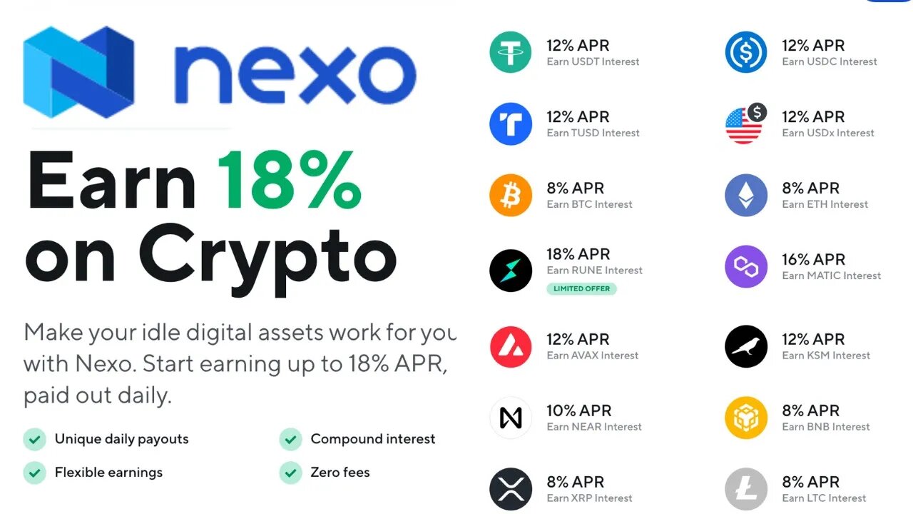 Nexo | Earn 18% on Crypto | Passive Income Everyday