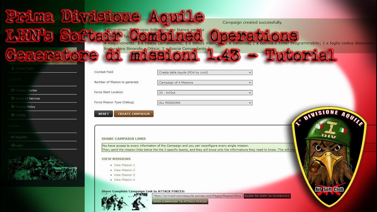 Prima Divisione Aquile - LHN's Softair - Combined operations generatore di missioni 1.43 - Tutorial