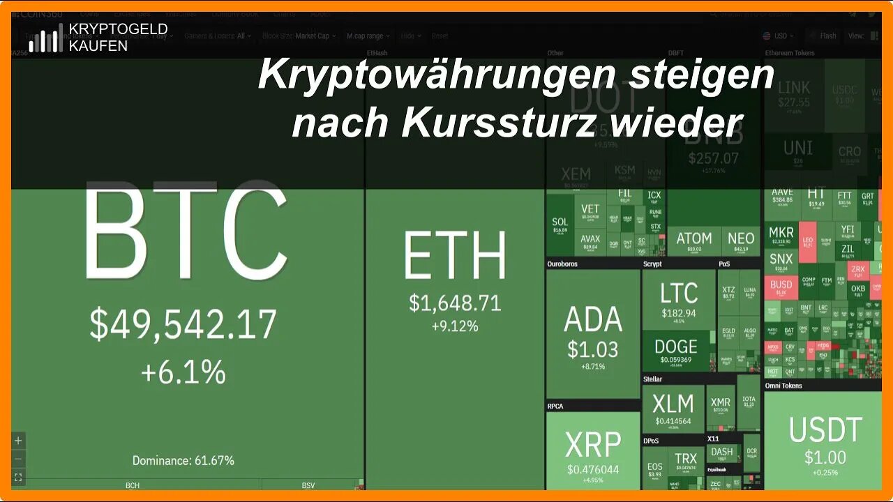 Kryptowährungen steigen nach Kurssturz wieder