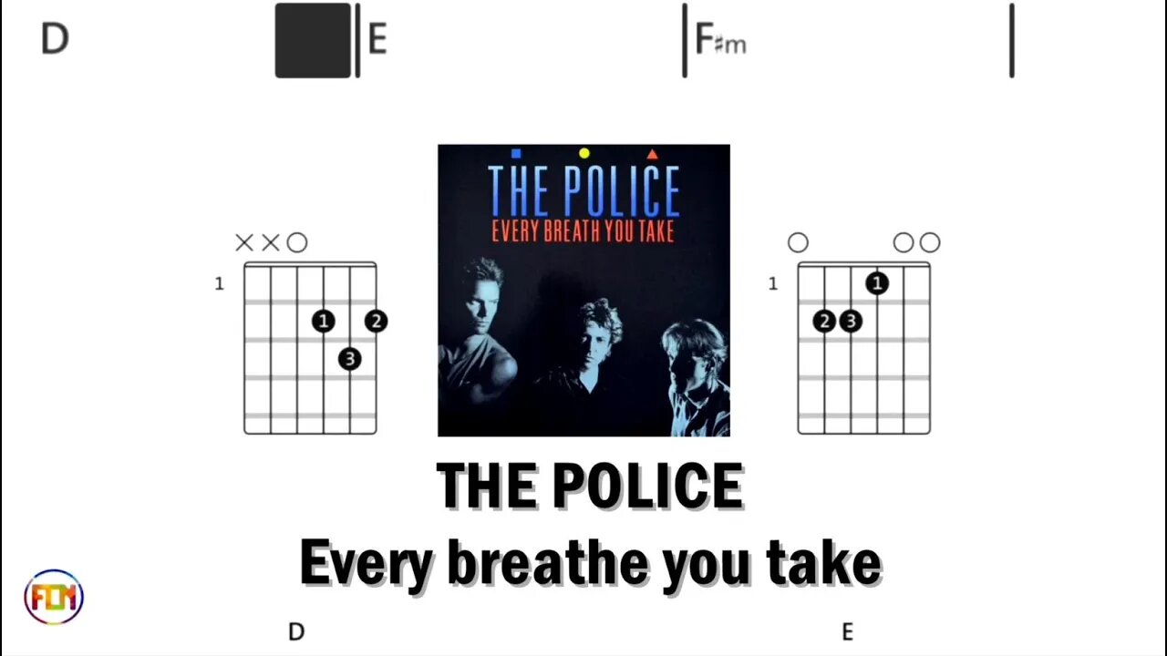 THE POLICE Every breathe you take - (Chords & Lyrics like a Karaoke) HD