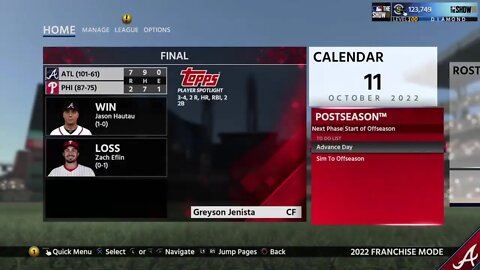 Braves Dynasty 2022 NLDS G:4 @ Philadelphia (PHI Leads 2-1)