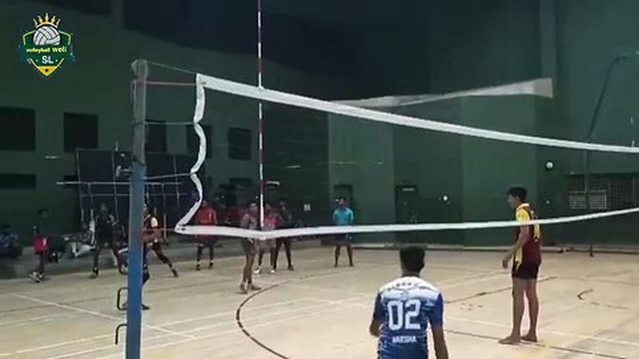 playing volleyball