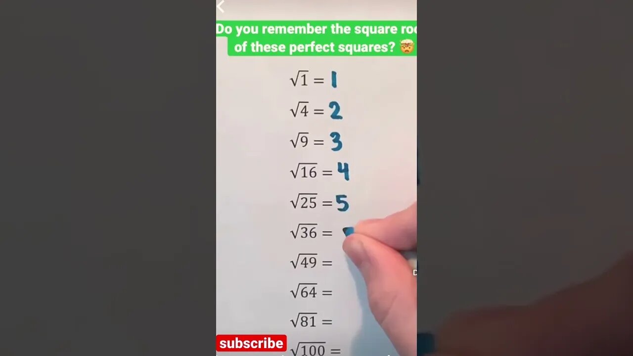 perfect squares to memorize and remember in your sleep