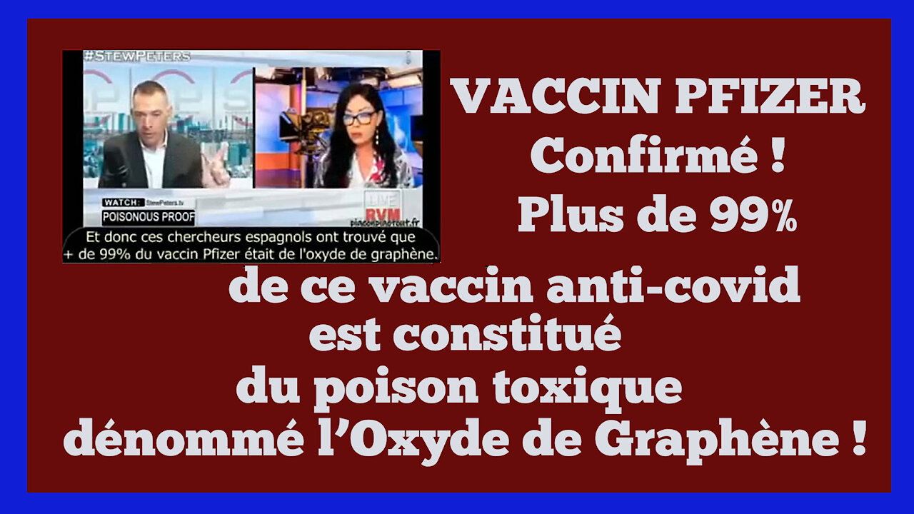 Le VACCIN "PFIZER" est constitué de plus de 99,9% d'oxyde de Graphène ! C'est confirmé... Lire descriptif.