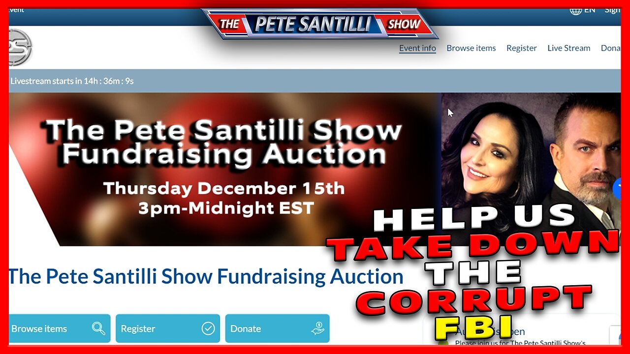 JOIN US FOR THE PETE SANTILLI SHOW LIVE FUNDRAISING AUCTION Thursday December 15th 3pm - Midnight