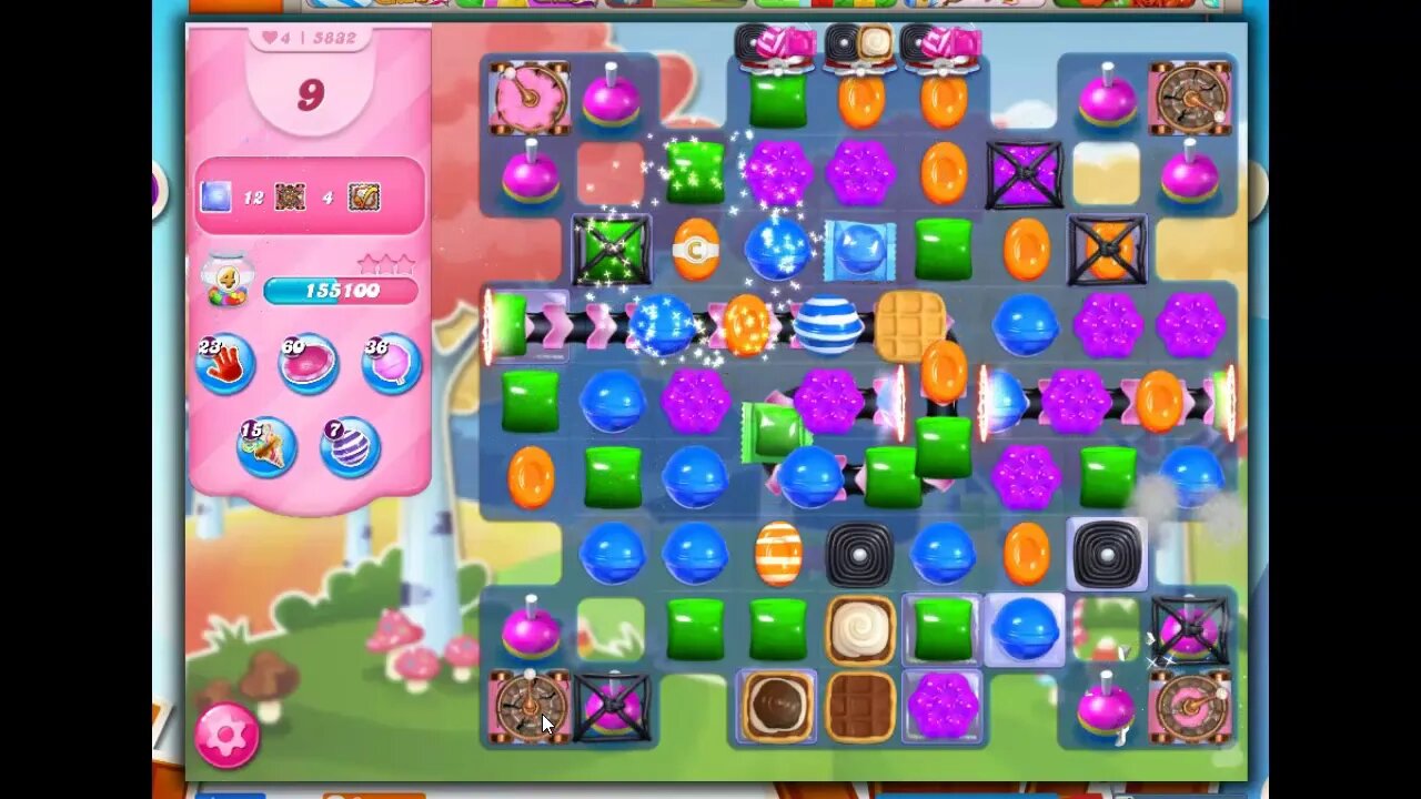 Candy Crush Level 5832 Talkthrough, 25 Moves 0 Boosters