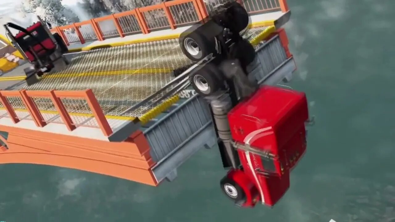 Simulator: The truck forcibly passed the lifting bridge, but it failed to break through the card