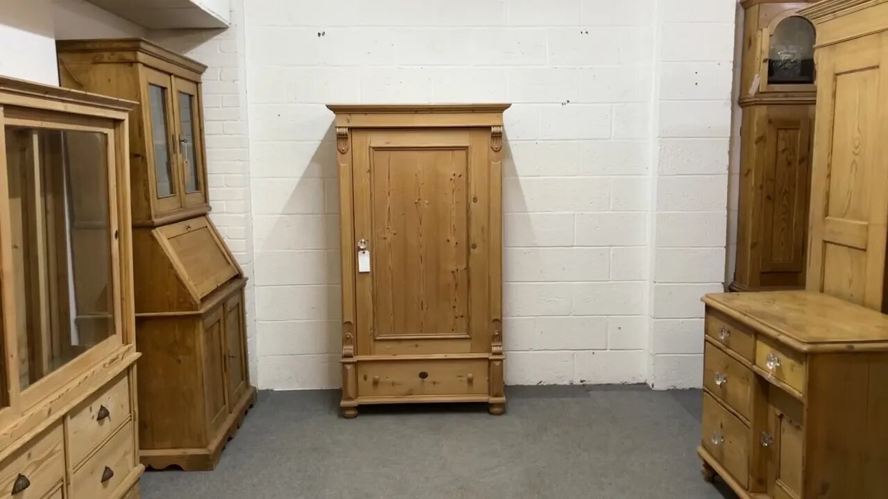 Small Antique Pine 1 Piece Wardrobe (Z1552D) @PinefindersCoUk