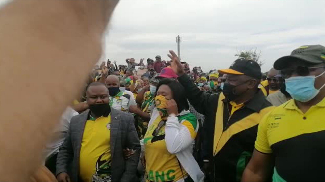 Ramaphosa addresses his followers in Mfuleni