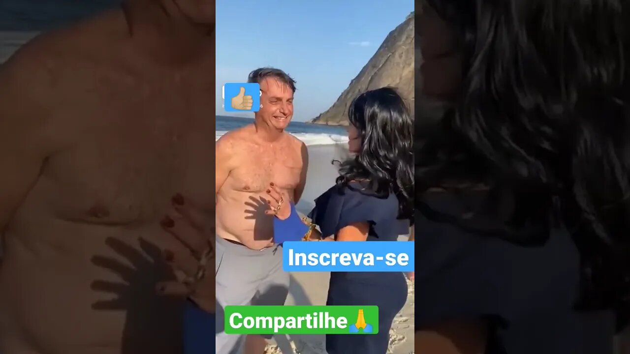 Jair Bolsonaro tomando um 🌞na praia com gatona