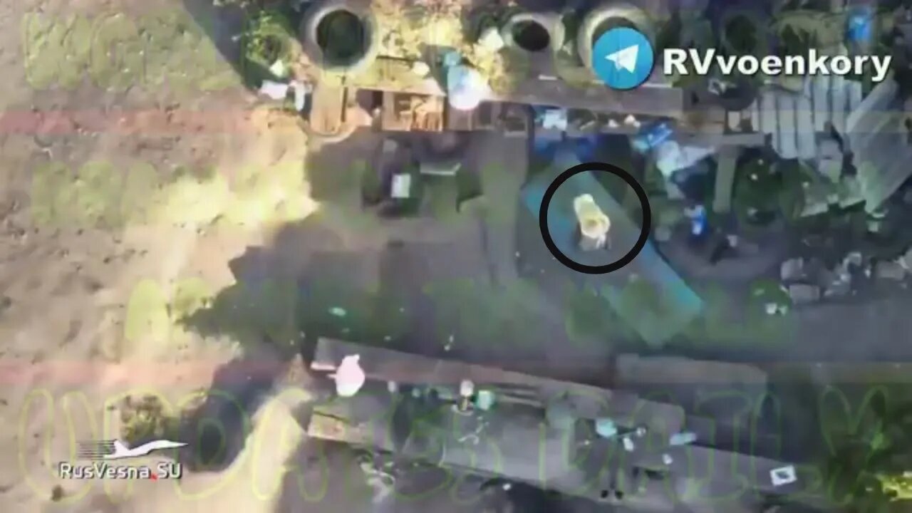 Russian Drone drops GRENADE IN A CUP on target!