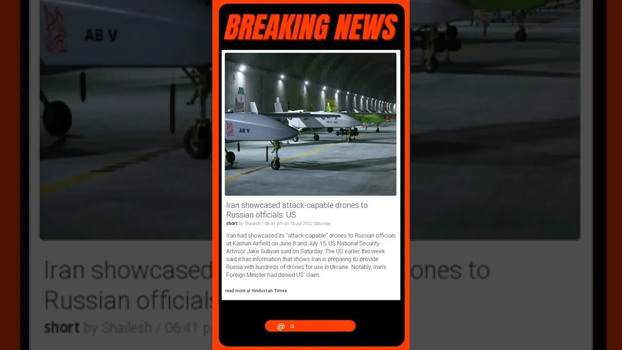 Breaking News: Iran showcased attack-capable drones to Russian officials: US #shorts #news