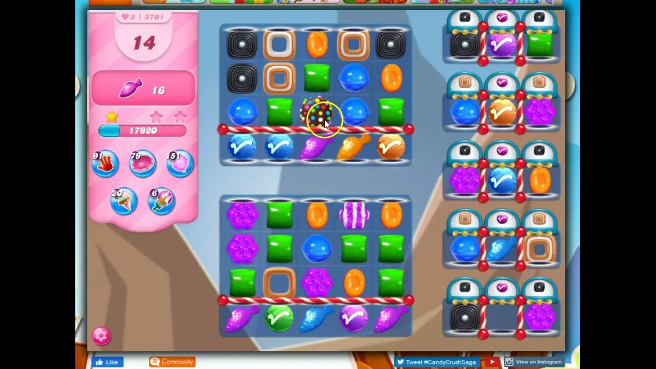 Candy Crush Level 3701 Talkthrough, 18 Moves 0 Boosters