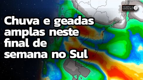 Meteorologia indica chuva e geadas amplas neste final de semana no Sul.