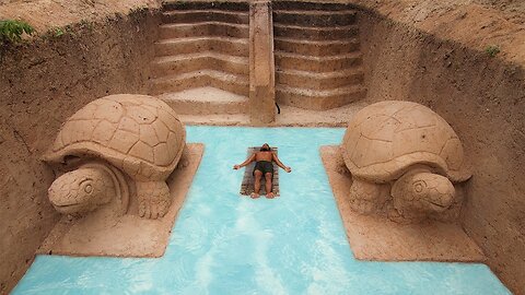 Build Billionaire Turtle Underground Swimming Pool in My Real Life in 65 Days