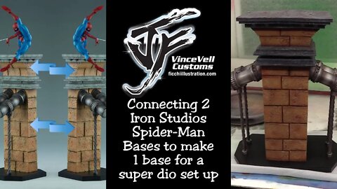 Connecting 2 Iron Studios SpiderMan Bases to make 1 base for a super dio set up