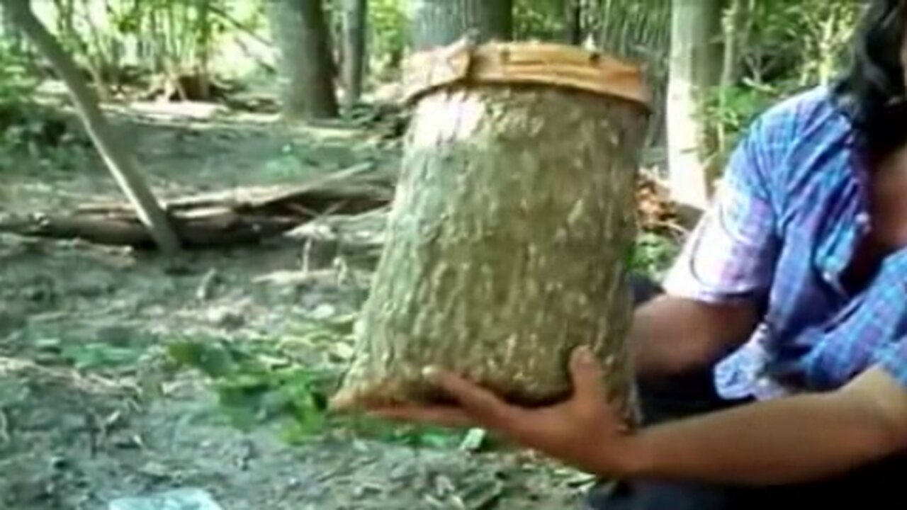 PRIMITIVE SURVIVAL, BARK CARRY OR STORAGE BASKET