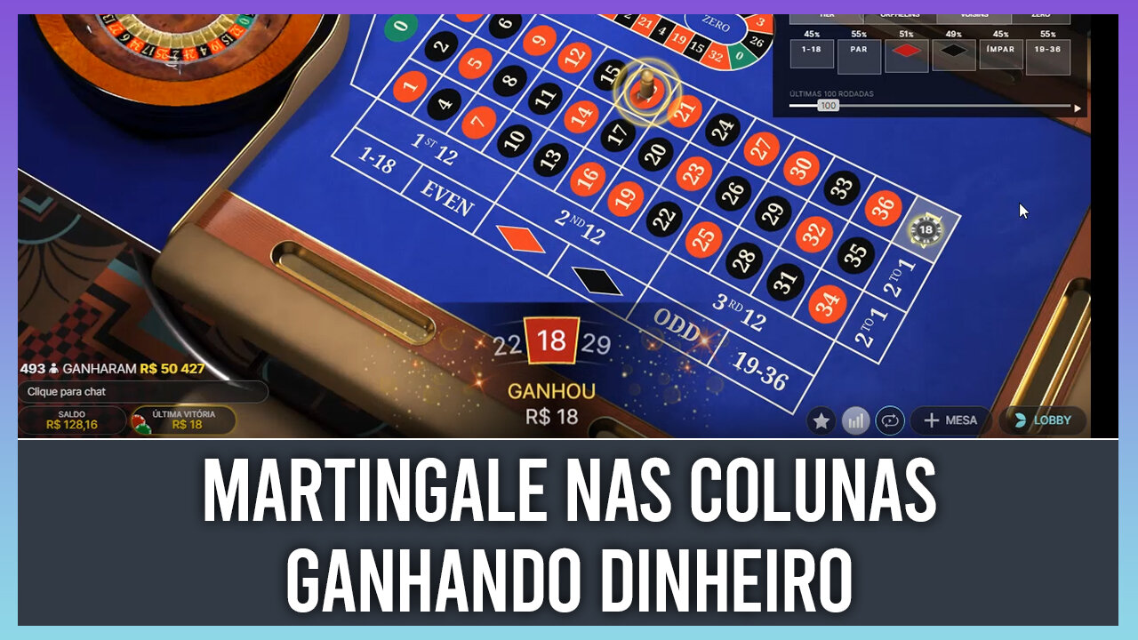 MartinGale somente nas COLUNAS da ROLETA e GANHANDO!