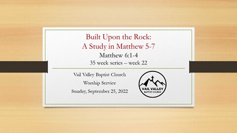 Sunday, September 25, 2022 Worship Service