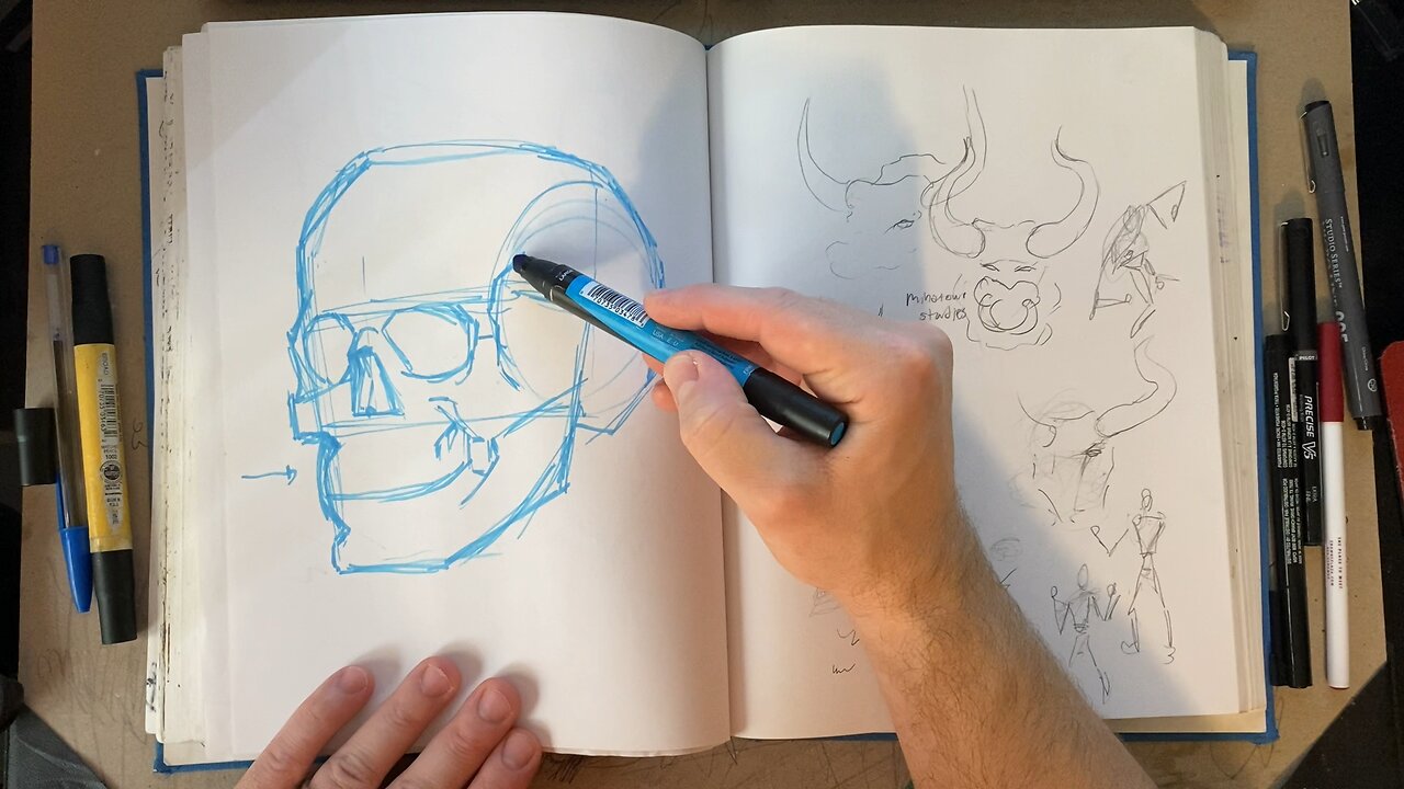 Skull Drawing Progress | Art Vlog Hour 12 - Creative Process