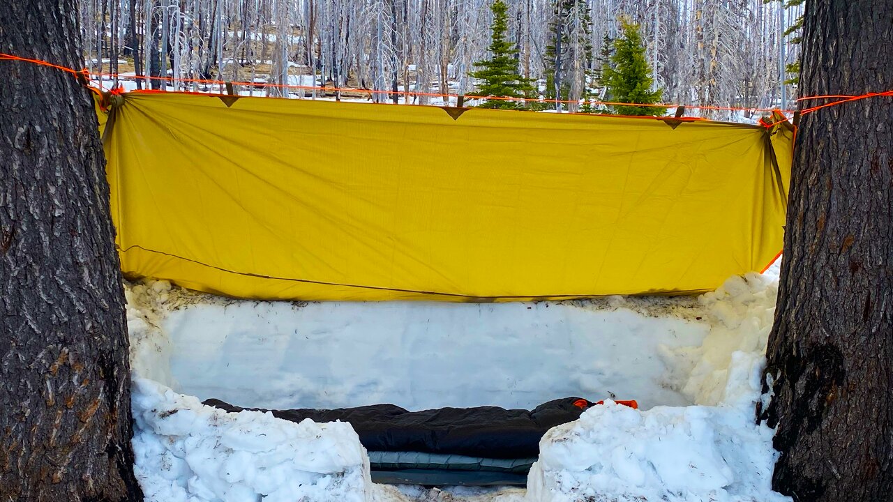 Tarp Camping in Snow and Rain
