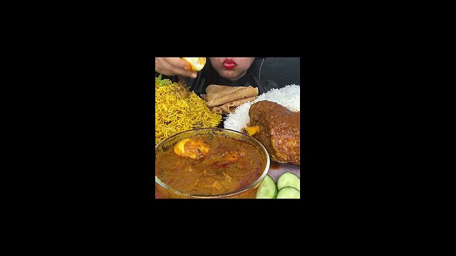 ASMR eating chicken biryani,Mutton curry with rice,egg curry