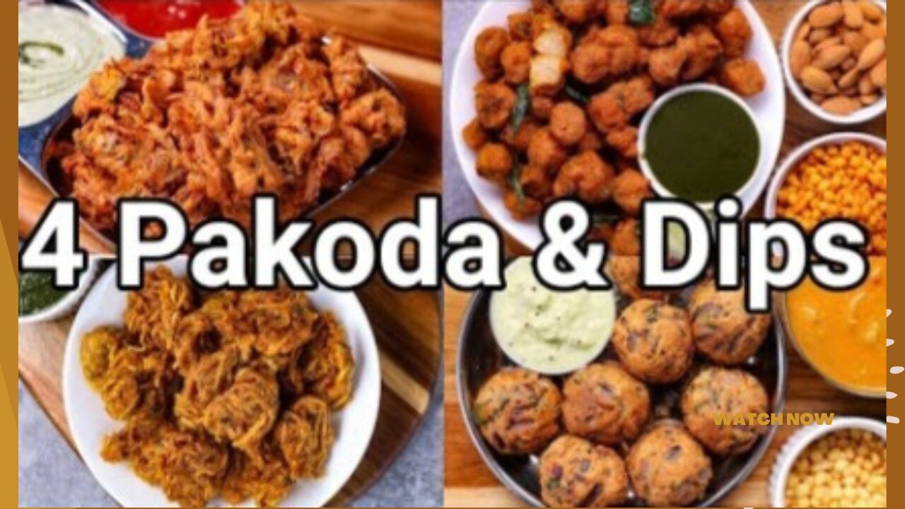 4 Must Try Vegetable Pakora & Flavoured Dip Recipes | Street Style Veg Pakoda & Chutney Recipes