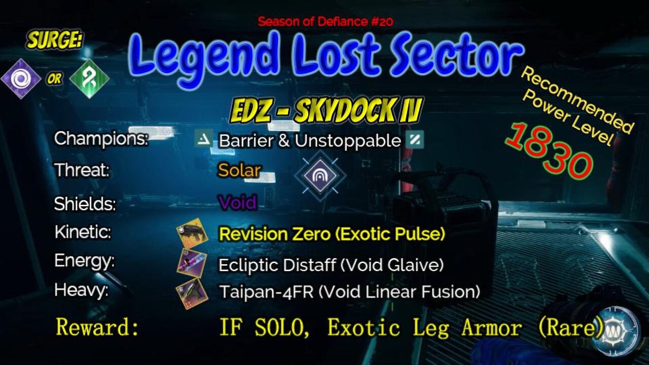 Destiny 2 Legend Lost Sector: EDZ - Skydock IV on my Hunter 4-6-23