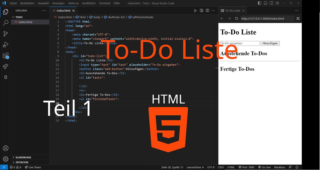 Todo-Liste erstellen | HTML | Teil 1