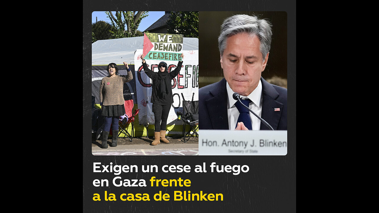 Protestan frente a la casa de Blinken para exigir un alto el fuego en Gaza