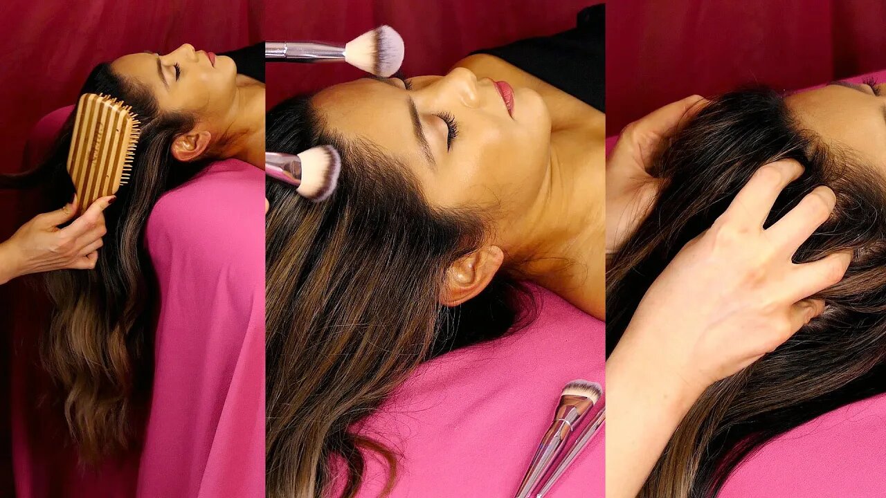 ASMR 💕 Ultra Relaxing Face & Hair Brushing with Scalp Massages 💕 Multi-Triggers ⚡