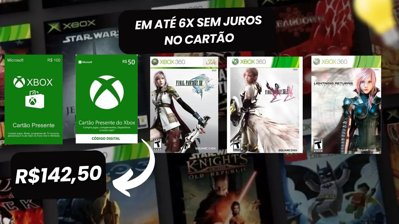 Compre Jogos de Xbox com Giftcard + barato no valor total e ainda Parcele em Até 6x S/Juros no 💳