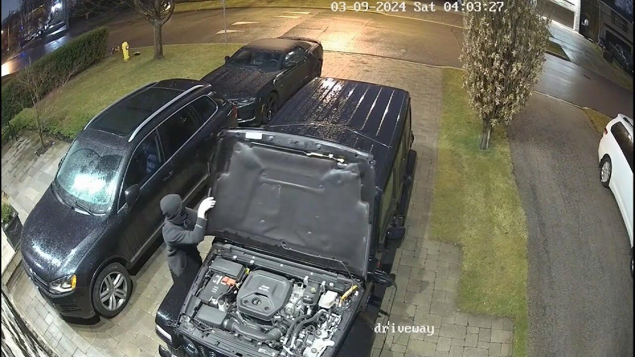 Video shows police interrupting auto theft in progress outside Toronto home