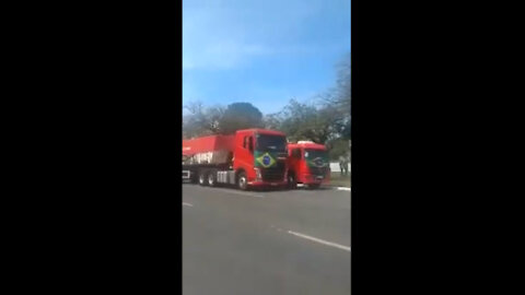 Brazilian truck drivers protesting against COVID restrictions