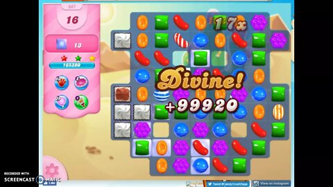 Candy Crush Level 687 Audio Talkthrough, 3 Stars 0 Boosters